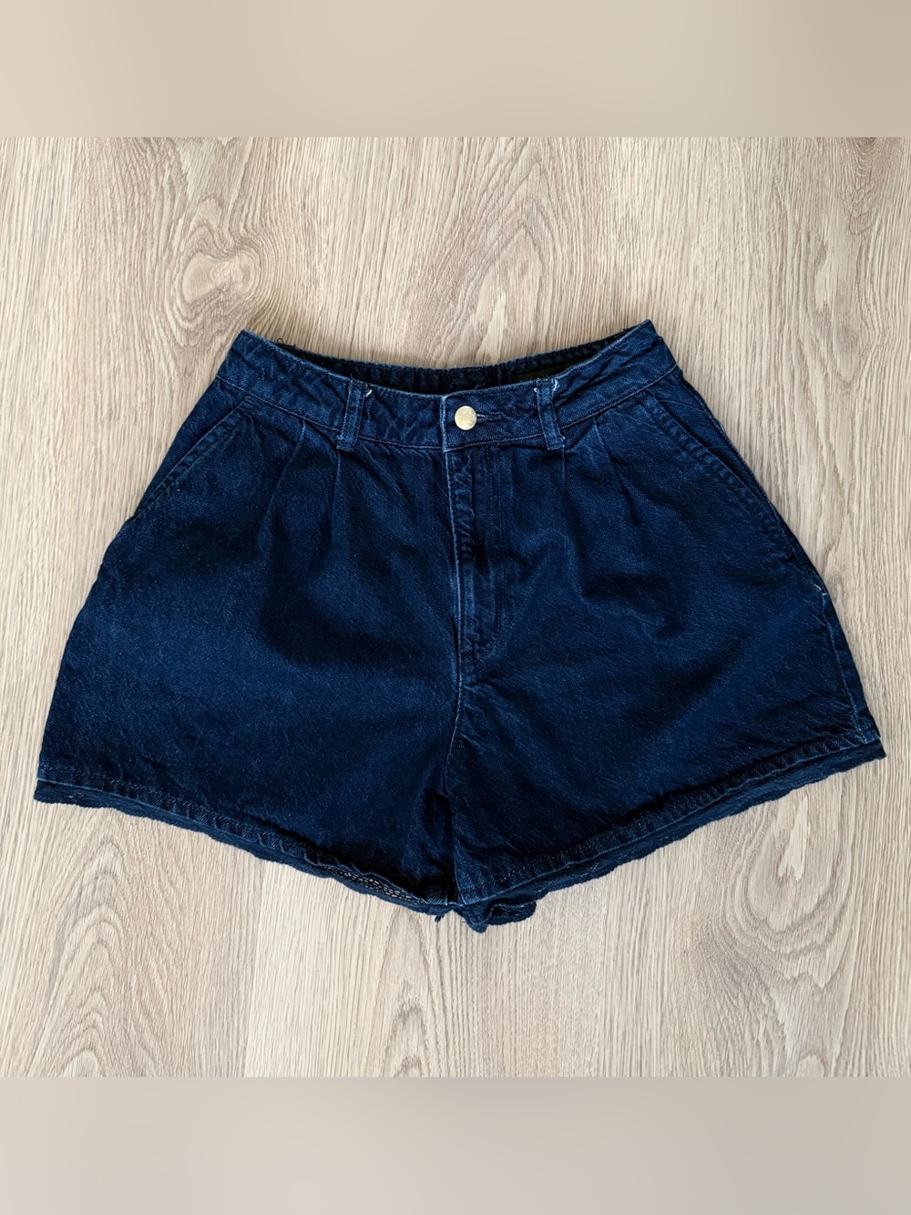 ZARA Navy blue denim shorts with lace trim